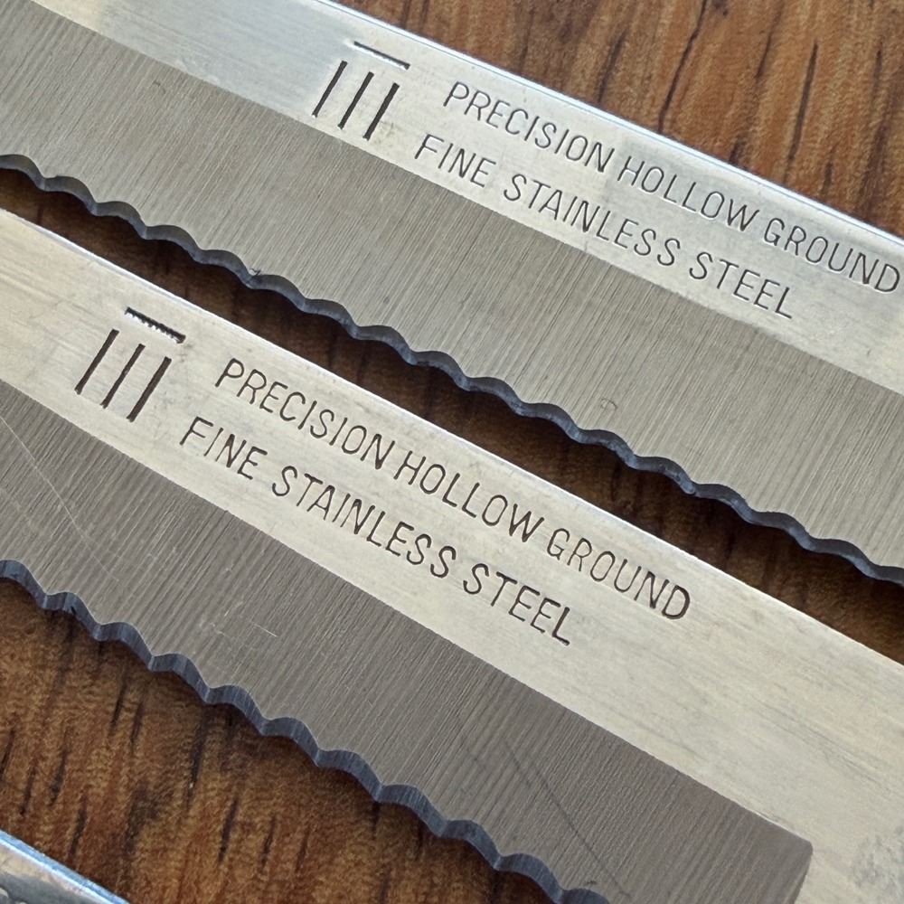 Set 4 Vintage Precision Hollow Ground Stainless Steel Steak Knives Japan Black - Picture 3 of 11